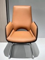 Chaise de bureau visiteur à dossier haut Project Supply en cuir PU, mousse haute résilience, structure cantilever en chrome poli pour salle de réunion