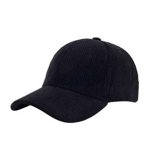 Casquette de baseball en velours côtelé noir personnalisée en gros d'usine 6 panneaux style sportif avec logo brodé - Product Image 4
