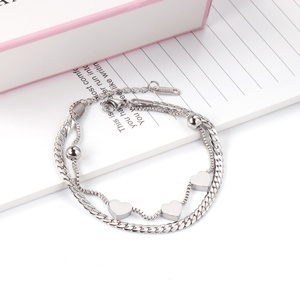 Wholesale Stainless Steel Love Heart <b>Bracelet</b> Women <b>Girls</b> Gold 18k Link Chain Bangle <b>Bracelet</b> - Product Image 4