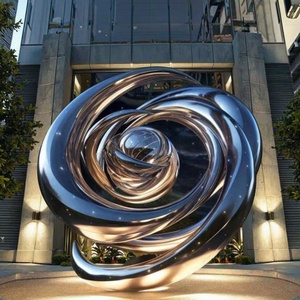 Scultura in Acciaio Inox LED Personalizzata per Esterni, Grande Opera d'Arte Astratta in Metallo, Stile Americano, Colore Personalizzabile - Product Image 4