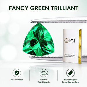 Trillion Lab Grown Fancy Vivid Green VS1 EX Corte Pulido Dureza 10/10 Certificado IGI para Fabricación de Joyas - Product Image 3