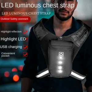 Led Outdoor Luminous Running Vest Casual Fitness Vest Breathable Quick-Drying Clothes Unisex Sports Phone Bag