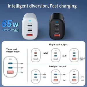 Haute vitesse 3 ports GaN Tech PD3.0 chargeur rapide Usb-c 65 Watts Usb c ultra mince Gan chargeur mural 65 w adaptateur secteur pour ordinateur portable - Product Image 5