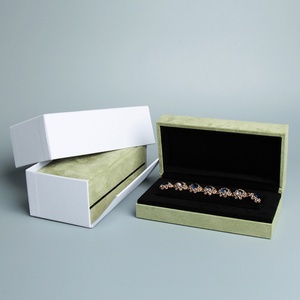 Brand Designer Rectangular Suede Jewelry Storage <b>Box</b> Premium Fashion Bracelet Ring Necklace <b>Gift</b> <b>Box</b> with Paper Sleeve - Product Image 3