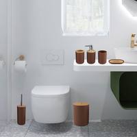 Ensemble de salle de bain en bambou et plastique écologique, brosse WC, accessoires de toilette, ensemble d'accessoires de salle de bain modernes