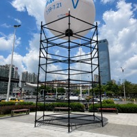 Andamio de escenario de armazón de acero resistente, portátil, duradero, negro, para eventos al aire libre y sistemas de sonido Line Array