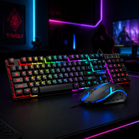 Clavier et souris de jeu TWOLF TF200, combo avec rétroéclairage LED arc-en-ciel, ergonomique, filaire, pour PC portable