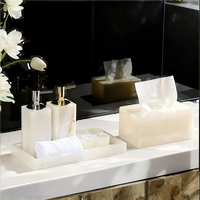 Ensemble d'accessoires de salle de bain en marbre écologique Stonekocc, quatre pièces, distributeur de savon, boîte à mouchoirs, plateau pour hôtel, décoration de la maison