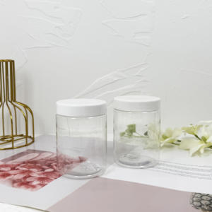 Pot de crème cosmétique vide d'emballage transparent d'ANIMAL FAMILIER en plastique de 300g 400g 500g avec le chapeau en plastique - Product Image 4