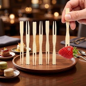 Palillos <span class=keywords><strong>de</strong></span> Bambú Ecológicos Desechables <span class=keywords><strong>de</strong></span> 9cm y 10cm, Tenedores Biodegradables <span class=keywords><strong>para</strong></span> Frutas, <span class=keywords><strong>para</strong></span> <span class=keywords><strong>Restaurantes</strong></span>, <span class=keywords><strong>Navidad</strong></span>, Bodas y Fiestas - Product Image 1