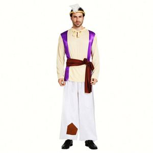 ชุดปาร์ตี้เทศกาลฮาโลวีนชุดอลาดินอินเดียสำหรับผู้ใหญ่เจ้าชายอาราบาเนียนการเล่นบทบาทพร้อมกางเกงและส่วนประกอบบน - Product Image 2