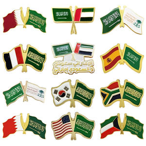 En stock amitié saoudienne double-drapeau broche broches double-drapeau émail métal badges fête nationale et échange diplomatique culturel personnalisé - Product Image 1