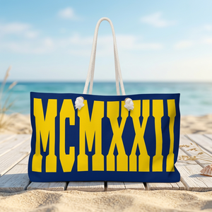 กระเป๋า SGRho Rhoyal Blue and Gold MCMXXII Weekender Bag Sigma Gamma Rho Travel Tote แบบเปิด ความจุขนาดใหญ่ สำหรับเดินทางค้างคืน ไปเที่ยวชายหาด หรือเป็นของขวัญ - Product Image 3