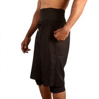 Shorts Awrah pour hommes grandes tailles, taille mi-haute, respirants, écologiques, imprimés numériquement, anti-plis, séchage rapide, en polyester/nylon tricoté