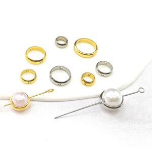 Anello a doppio foro in acciaio inossidabile con placcatura PVD oro 18K e argento, da 8mm, 10mm, 12mm, 14mm, a forma di cerchio rotondo, per montaggio <span class=keywords><strong>perline</strong></span> - Product Image 2