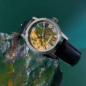 Reloj Mecánico Automático con Movimiento Miyota OEM ODM, Correa de Cuero, Esfera de Piedra Natural de Ágata Oceánica y Amatista Personalizada - Product Image 3