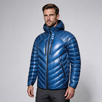 Vente en gros – Veste d’extérieur légère pour homme, 90% duvet de canard, avec capuche, tissu brillant, matelassage en forme de