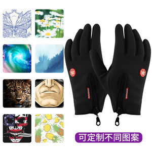 Winter Outdoor Cycling <b>Gloves</b> Fleece Lined Warm Windproof Zipper Unisex Adult <b>Ski</b> <b>Gloves</b> Factory Customization - Product Image 4