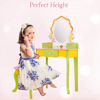 Coiffeuse en bois rose pour enfants, Table de maquillage personnalisée, à la mode, avec miroir, 1 pièce, vente en gros