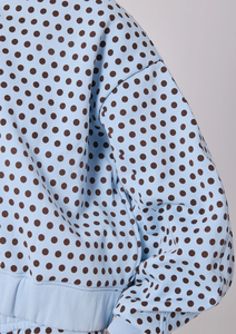 Ensemble de survêtement décontracté deux pièces pour femme, bleu clair à pois, avec capuche, fermeture éclair intégrale, coupe ample et poches latérales - Product Image 5
