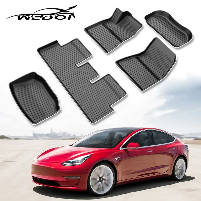 All Weather Car Interior Accessories Anti-Slip Waterproof Liners Floor Mats 6pcs with carpet For tesla Model 3