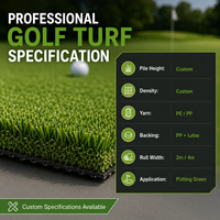 Gazon artificiel synthétique haute densité pour putting green de golf, pour entraînement en intérieur et en extérieur sur les terrains de golf