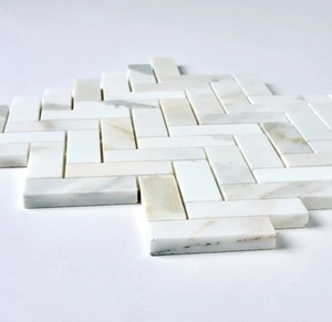 Calacatta oro a spina di pesce mosaico di marmo moderno piastrelle lucidate per la parete interna per uso bagno o spazi bianchi - Product Image 2