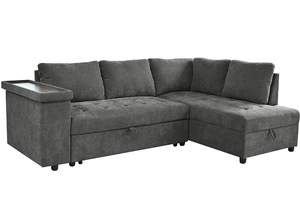 Mirod 91.5-Inch L-Shaped Hotel Use <b>Modern</b> Set with Pull-Out <b>Bed</b> and Hidden Storage Sectional Sleeper <b>Sofa</b> - Product Image 4