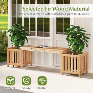 <span class=keywords><strong>Banc</strong></span> <span class=keywords><strong>de</strong></span> <span class=keywords><strong>jardin</strong></span> surélevé en bois moderne 2-en-1 écologique avec 2 jardinières latérales, siège extérieur et pot <span class=keywords><strong>de</strong></span> fleurs double usage pour <span class=keywords><strong>jardin</strong></span> domestique - Product Image 5