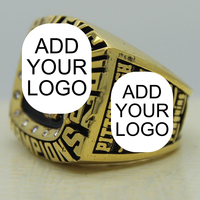 Bague de championnat plaquée or avec pierres précieuses et cristal naturel, design unisexe, ajoutez votre logo