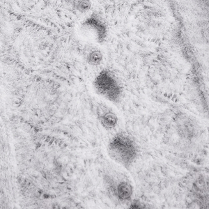 <span class=keywords><strong>Cardigan</strong></span> Corto da <span class=keywords><strong>Donna</strong></span> Wisrise Personalizzato all'Ingrosso, <span class=keywords><strong>Grigio</strong></span> Chiaro, Morbido, con Dettagli Traforati a Occhielli - Product Image 4