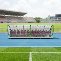 Abri modulaire extérieur mobile pour les joueurs, résistant aux intempéries et aux vandales, avec sièges, banc de remplacement, logo personnalisé, pour le football et les sports