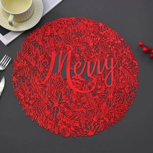 Cross Border New PVC Hollow Merry Hot Gold Dinner <b>Mat</b> <b>Plastic</b> Desktop Decoration for Western Style Christmas Party Insulated - Product Image 3