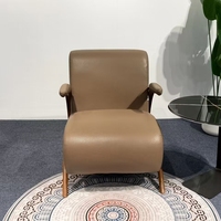 Fauteuil individuel moderne en similicuir PU avec pieds en bois – Confortable pour salon et détente