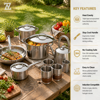 Casseroles en acier inoxydable Zhenneng pour cuisinières à gaz et à induction, ensemble de 12 pièces de qualité 304, idéal pour une utilisation en cuisine familiale moderne
