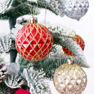 6cm <b>Plastic</b> Electroplated Special-shaped Christmas Ball Ornaments Hand Painted Round Baubles Xmas <b>Tree</b> Holiday Decorations - Product Image 1