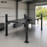 Sera Élévateur hydraulique de stationnement pour voitures à 4 poteaux et 4 cylindres, pour plafonds bas, avec roulettes, capacité 9000 lb, pour garage, avec bac anti-goutte et plateau de levage