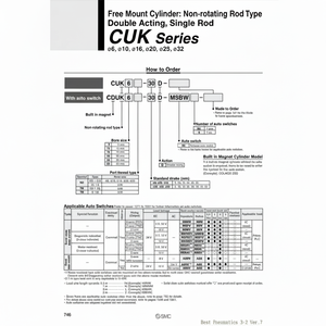 Pièces pneumatiques de CUK32-50D de cylindre de bâti libre de SMC Pneumatics - Product Image 1