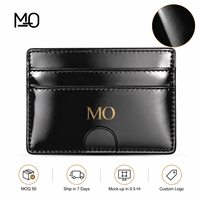 Porte-cartes en cuir noir brillant de qualité supérieure avec plusieurs emplacements pour accessoires professionnels et collections de boutiques en ligne – Portefeuille brillant