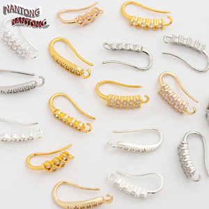 Nantong Brass <b>Earring</b> <b>Hooks</b> With Zirconium Diamonds Mixed Shapes For <b>Earring</b> Making Jewelry Findings Components - Product Image 4