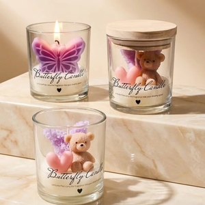 Vela Aromática con Forma <span class=keywords><strong>de</strong></span> Mariposa y Etiqueta Personalizada, Vela Decorativa <span class=keywords><strong>de</strong></span> Color Contrastante con Tapa <span class=keywords><strong>de</strong></span> Madera para Regalo <span class=keywords><strong>de</strong></span> Boda o Decoración <span class=keywords><strong>de</strong></span> Fiesta - Product Image 1