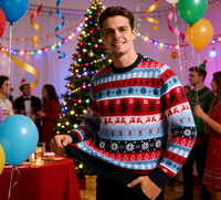 Maßgefertigter Jacquard-Strick Herren Weihnachts-Rundhalspullover Gestreifter Jumper Strickware Festlicher Sweater