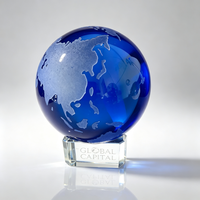 Trophée globe en cristal personnalisé, gravure laser de la carte du monde, récompense d'entreprise mondiale, plaque souvenir