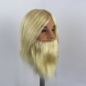 Tête d'entraînement Mannequins de coiffure en cheveux humains pour salon de coiffure <span class=keywords><strong>homme</strong></span> tête de mannequin d'entraînement avec moustache à barbe - Product Image 4