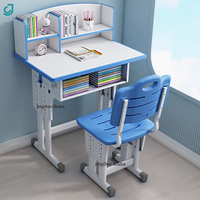 Nouveau Bureau d'Apprentissage Ergonomique pour Enfants avec Bibliothèque, Meuble de Maison, Ensemble Table et Chaise d'Étude à Hauteur Réglable pour Enfant