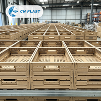 Caisse en plastique pliable à effet bois, panier de rangement pliable pour fruits et légumes, idéal pour les magasins, marchés et supermarchés