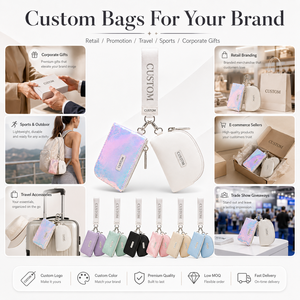 Portefeuille de poignet en nylon à double pochette avec logo personnalisé, mini porte-monnaie pour femme, sac porte-clés, pochette de rangement zippée pour étudiants - Product Image 2