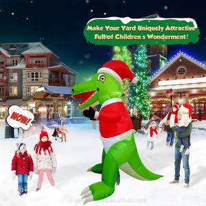 Dinosaurio Inflable Navideño Verde de 6 Pies con Gorro de Santa, Bastón de Caramelo, Luces LED Impermeables, Alimentación por CC, para Decoración de Hogar, Hotel, Jardín y Fiestas Navideñas - Product Image 5