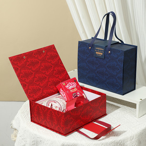 Элитная большая подарочная коробка — квадратная коробка-сумка с откидной крышкой для дней рождения и свадеб, элегантная упаковка для сувениров - Product Image 2