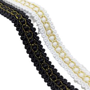 Bordure en <span class=keywords><strong>dentelle</strong></span> perlée de luxe avec broderie en fil doré noir/blanc, accessoires vestimentaires pour robe de mariée, sac et textile de maison - Product Image 5